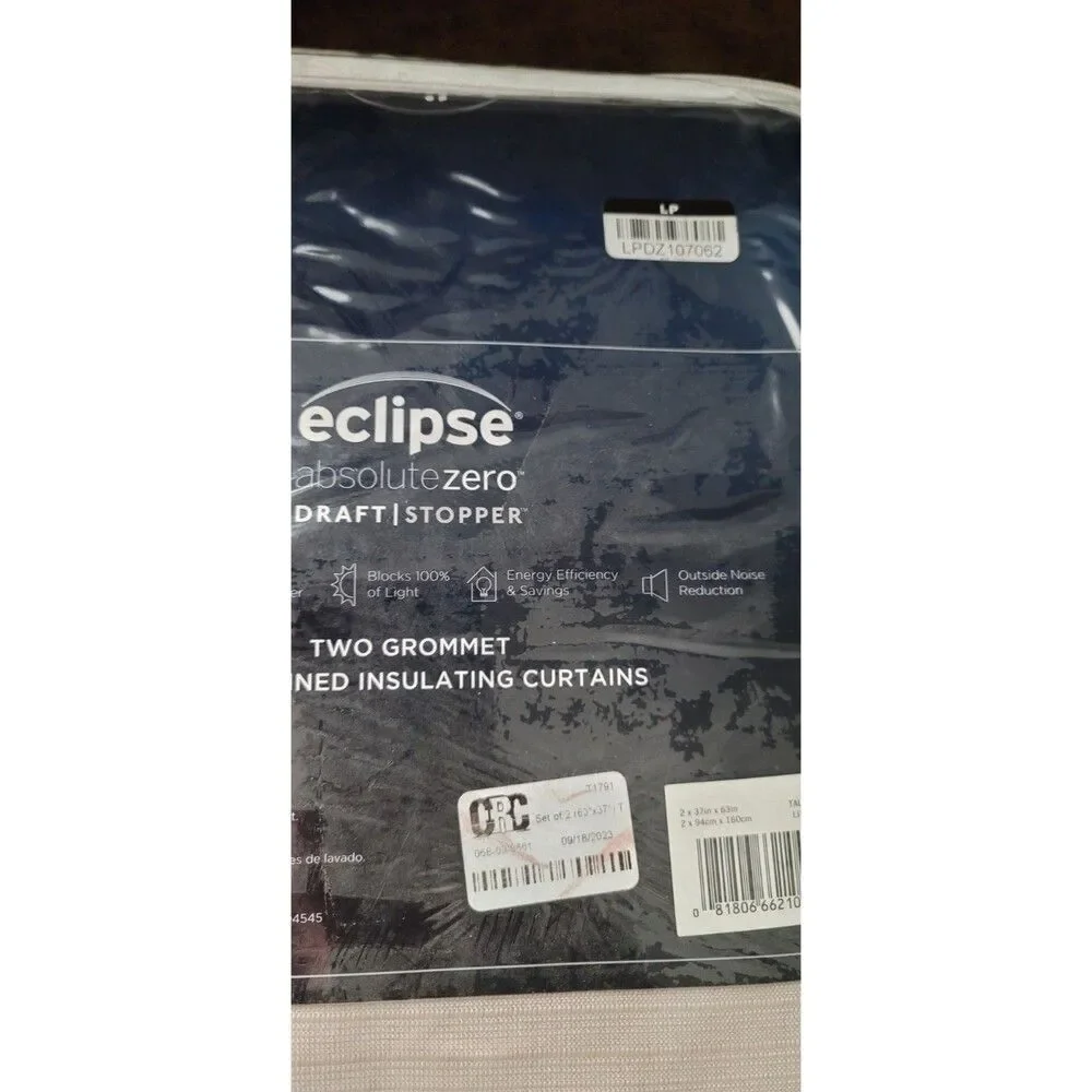Eclipse Talisa Absolute Zero Beige Blackout Curtain Draft Blocker 63x37 Set of 2